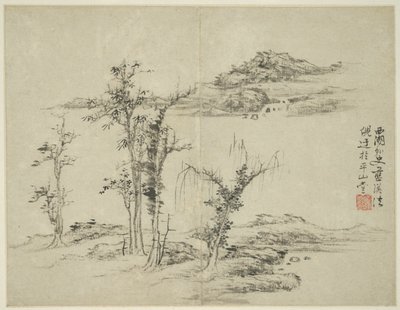 Paisagem no estilo dos antigos mestres: depois de Ni Zan (1301-1374) de Lan Ying