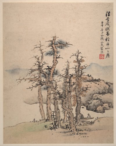 Paisagens depois dos mestres Song e Yuan, 1642. de Lan Ying