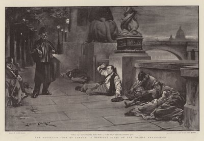 The Houseless Poor of London, uma cena da meia-noite no aterro do Tamisa de Lance Calkin