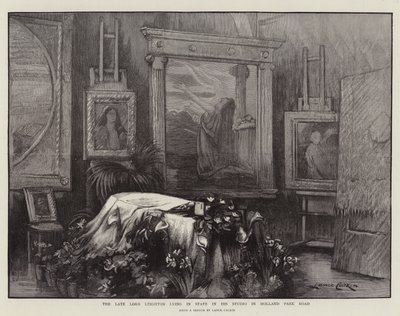 O falecido Lord Leighton deitado no estado em seu estúdio em Holland Park Road de Lance Calkin