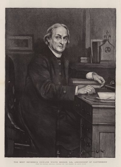O Reverendíssimo Edward White Benson, DD, Arcebispo de Canterbury (gravura) de Lance Calkin
