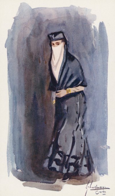 Povo do Egipto: Mulher egípcia, classe média, Horma (litografia a cores) de Lance Thackeray