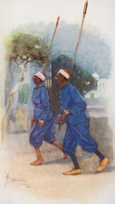 Povo do Egipto: Acendedores de lâmpadas, Illi walla el Lumad (litografia a cores) de Lance Thackeray