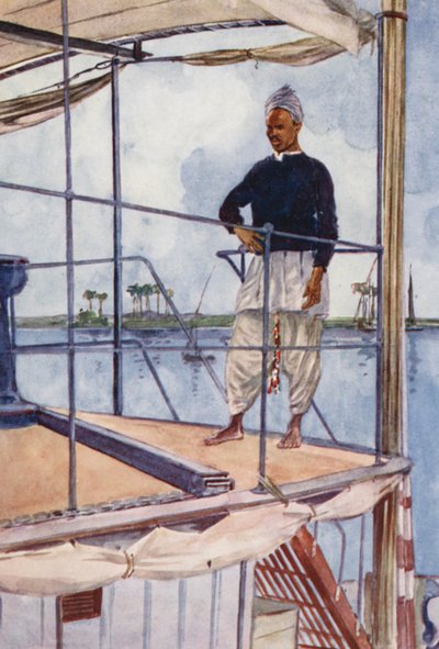 Povos do Egito: Marinheiro do Nilo, Bahari (litografia a cores) de Lance Thackeray