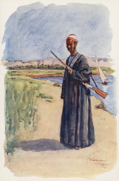 Povo do Egipto: Vigia, Gaffir (litografia a cores) de Lance Thackeray