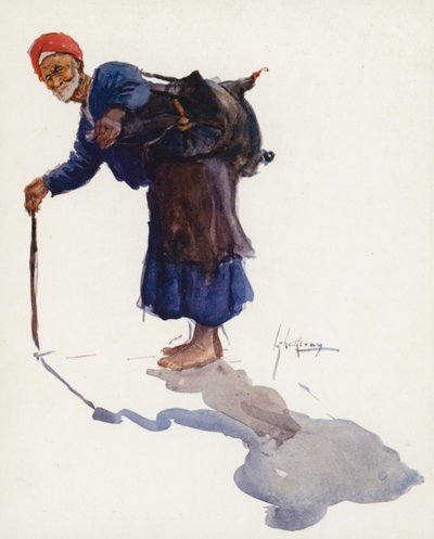 Povo do Egito: Transportador de água, Sakka (litografia a cores) de Lance Thackeray