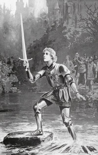 Galahad levantou a espada muito facilmente (litografia) de Lancelot Speed
