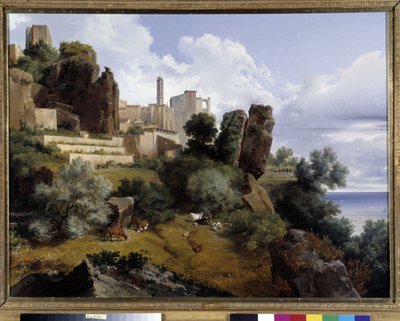 Vista de Roquebrune, Itália (óleo sobre tela) de Lancelot Théodore Turpin de Crissé de Crissé