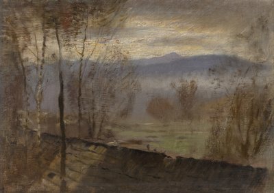 Noite paisagem com rio, c. 1880 de Laszlo Mednyanszky