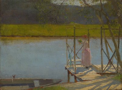 Mulher ao lado de um barco, c.1875-85 de Laszlo Mednyanszky
