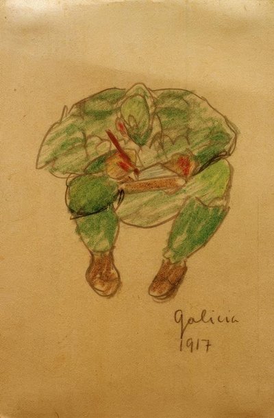 Soldado agachado - desenho agachado de Laszlo Moholy Nagy
