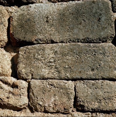 Muros perto da Porta do Leão: local da antiga cidade de Micenas, no Peloponeso (1500-1100 AC) Grécia de Late Helladic Period Mycenaean