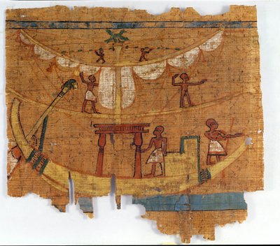 Embarque em um rio (papiro) de Late Period Egyptian