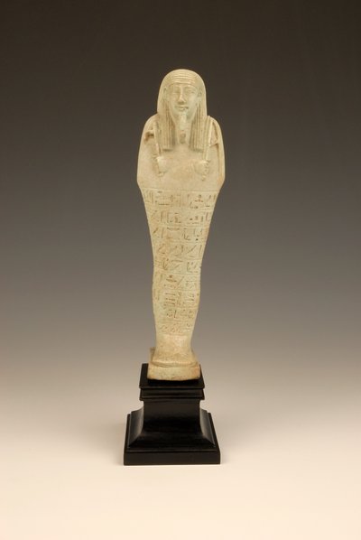 Shabti de Imhotep, 380-342 aC (faiança e esmalte verde) de Late Period Egyptian