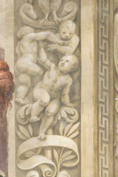 Putti, decorações à volta das janelas (fresco) de Lattanzio Gambara