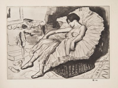 Dançarino dormindo, pub. 1925. de Laura Knight