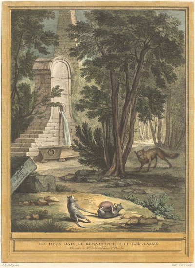 Dois ratos, a raposa e o ovo de Laurent Cars after Jean Baptiste Oudry