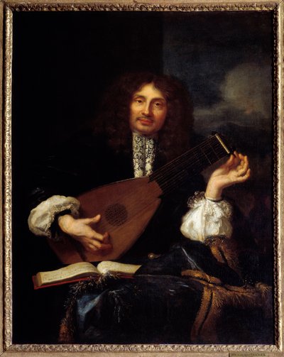 Retrato de um homem a tocar alaúde: presumir retrato de Imbert, escrivão do parlamento de Aix. Pintura atribuída a Laurent Fauchier (1643-1672) de Laurent Fauchier
