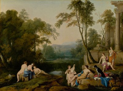 Diana e suas ninfas em uma paisagem, 1644 de Laurent de la Hyre