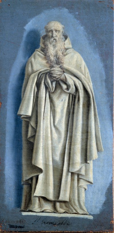 São Romualdo rezando Pintura com camaieu sobre tela por Laurent de La Hyre (1606-1656) Sol do século XVII. 0,36 x 0,18 m Paris. Museu do Louvre de Laurent de la Hyre