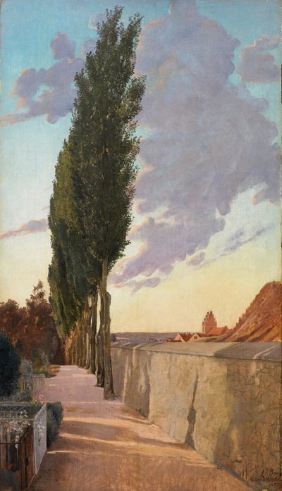 Paisagem com álamos. Noite de setembro de 1895. de Laurits Andersen Ring