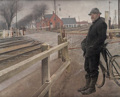 Esperando o Trem. Passagem de Nível pela Roskilde Roskilde, 1914. de Laurits Andersen Ring