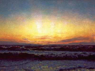O Mar do Norte em clima de tempestade. Após o por do sol. Højen de Laurits Regner Tuxen