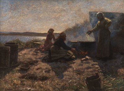 Óleo de trem fervendo em Nymindegab, Jutlândia de Laurits Regner Tuxen