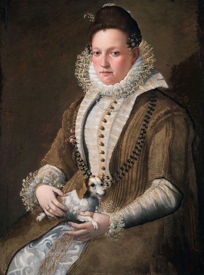 Retrato de uma senhora com um cão de Lavinia Fontana