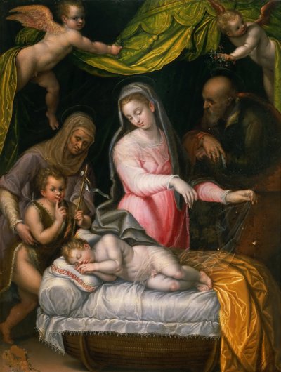 A Sagrada Família com João Batista e Santa Isabel, 1591. de Lavinia Fontana