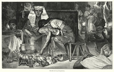 Morte do Primogénito: a última das Dez Pragas do Egipto (litho) de Lawrence (after) Alma Tadema