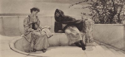 A Velha História (fotogravura) de Lawrence (after) Alma Tadema