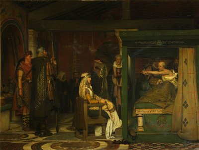 Fredegund visita o bispo Prætextatus em seu leito de morte, 1864 de Lawrence Alma Tadema