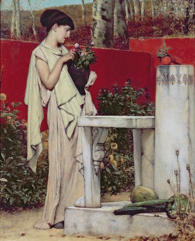 Mulher com um vaso de flores de Lawrence Alma Tadema