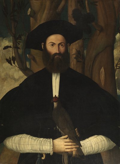 Homem barbudo com um falcão, c.1500 de Lazzaro Bastiani