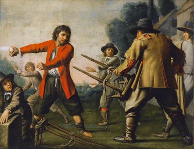 Le Maître des Cortèges - Camponeses a lutar numa paisagem de Le Nain Brothers