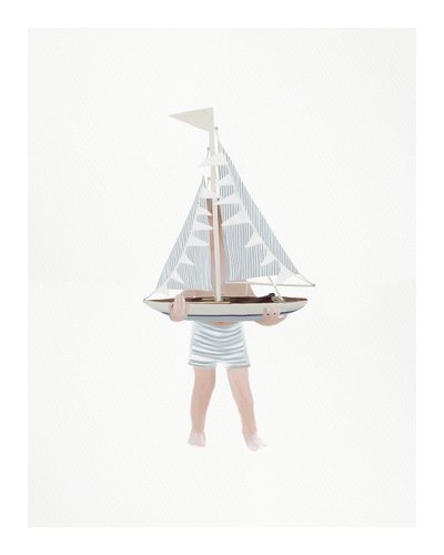 Rapaz com barco à vela, c.2018 (técnica mista) de Leah Straatsma