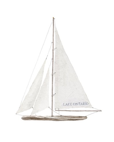 Barco à vela do Lago Ontário, c.2022 (técnica mista) de Leah Straatsma