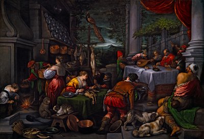 Lázaro e Dives, c.1570 (óleo sobre tela) de Leandro Bassano