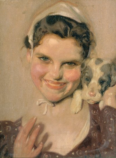 Estudo para "His First Offence", c.1900 (óleo sobre tela) de Leandro Ramon Garrido