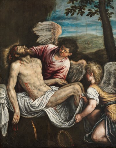 The Dead Christ with Angels, c. 1580 (óleo sobre tela) de Leandro da Ponte Bassano