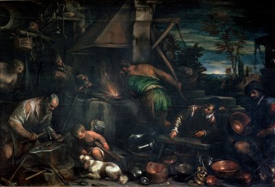 A Forja de Vulcano (óleo sobre tela) de Leandro da Ponte Bassano