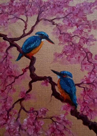 Pássaros em flor, 2024 (óleo sobre tela) de Lee Campbell