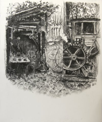 Torta Torta Texturas, 2016, (carvão sobre papel) de Lee Campbell