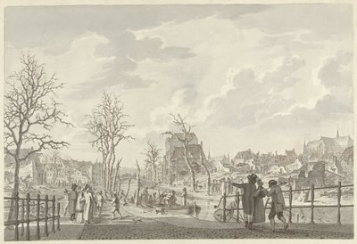 Ruínas no Rapenburg em Leiden, após o desastre da pólvora de 12 de Janeiro de 1807 de Leendert Overbeek