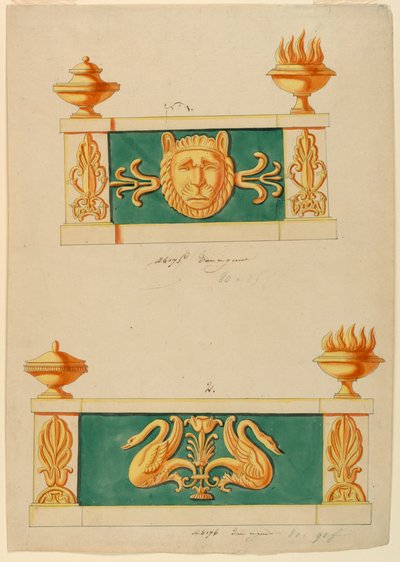 Design para dois andirons de Lefebure Manufactory