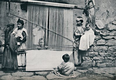 Tecelões Kabyle e tear nativo, Argélia do Norte, 1912 de Legrand