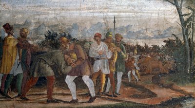 Cena de Vida de Prodigal Son, por Circle of Lelio Orsi (1511-1587), Rocca di Novellara, Emilia-Romagna, Itália de Lelio Orsi da Novellara