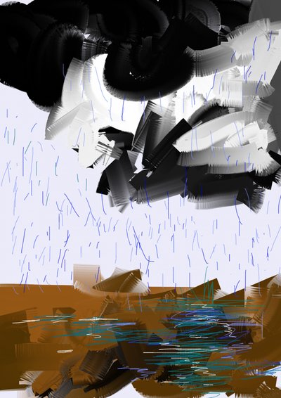 Tempestade de chuva abstrata de Lembayung senja studio [Vintage Poster]