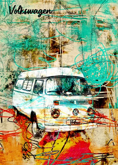 Furgoneta Retro Abstract de Lembayung senja studio [Vintage Poster]